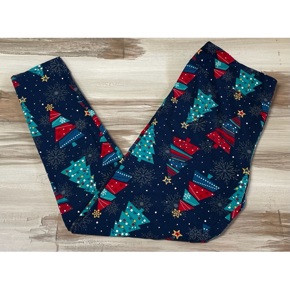 Holiday Time Pajama Pants Christmas Blue Tree Print Size L/XL